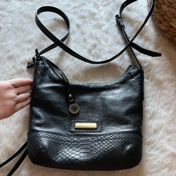 Isabella Fiore Black Leather Crossbody Bag with Gold Stud Detailing - Picture 11 of 16